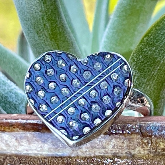 Heart Shaped USB Circuit Board Computer Chip 925 Ring | sz 7 - Picture 9 of 12